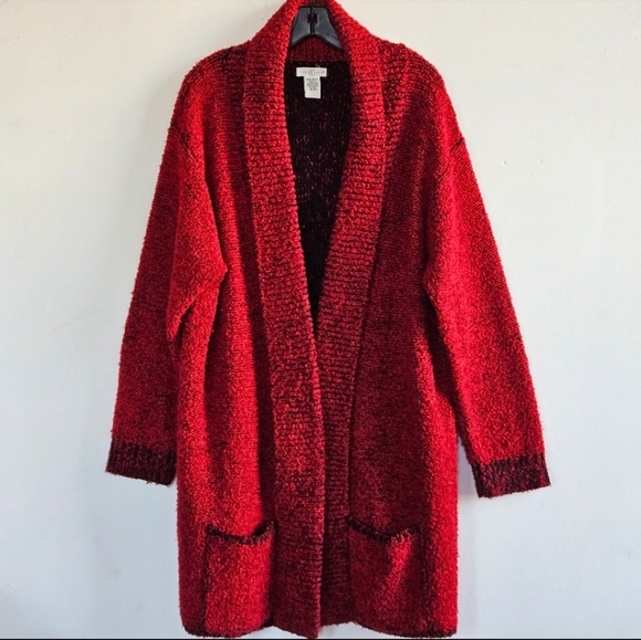 YARN WORKS 100% ACRYLIC CHUNKY OPEN KNIT CARDIGAN SIZE XL - Picture 3 of 13